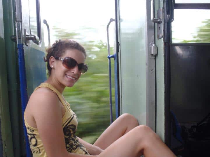 Nina on Thailand transportation train.