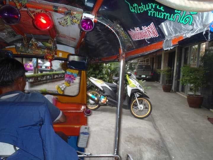 One of the best ways to backpack Southeast Asia is by using a tuktuk shown here.