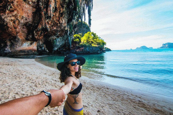 Nina on Railay beach Thailand.