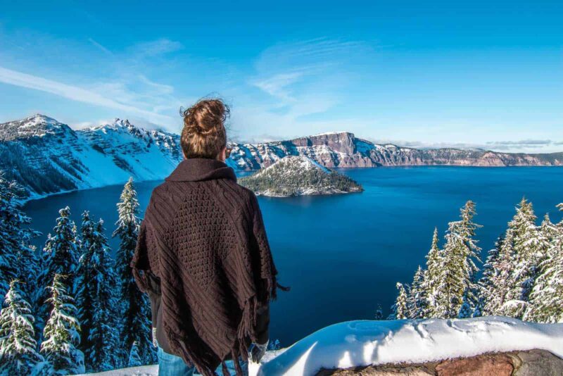 Seeing snow for the first time while visiting oregon and crater lake