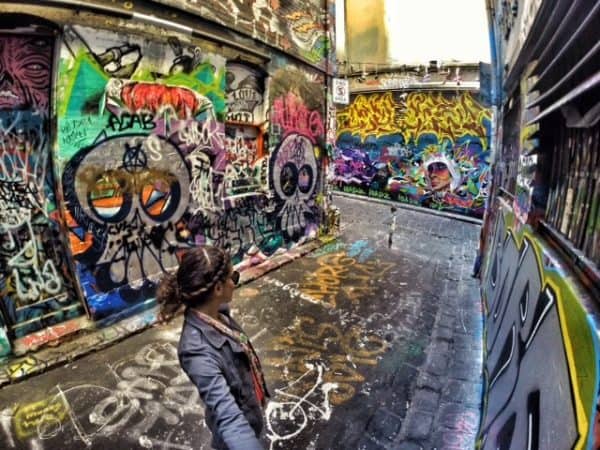 A fun and free thing to do in Melbourne is soaking in all of the awesome street art.