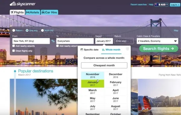 screenshot to create your itinerary in a guide for Cheap flights to anywhere