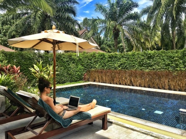 Poolside at Alesia Pool Villas is where to stay in Krabi. 