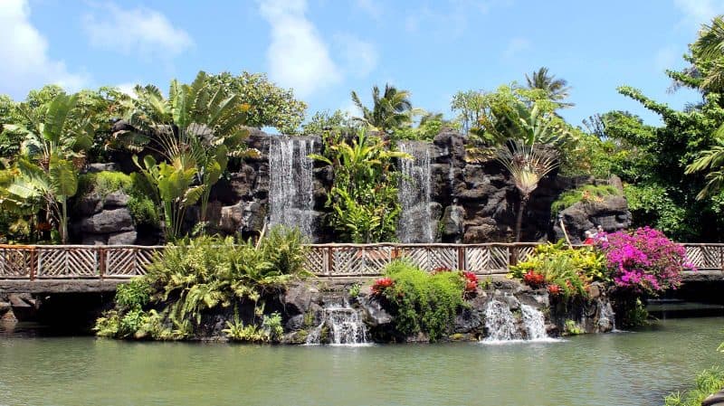 Polynesia Culture Center Waterfall is one of the best activities to do in one week in Hawaii