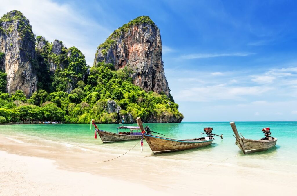 Taking a boat ride to get to Tonsai or Railay is a fun thing to do in Krabi. 