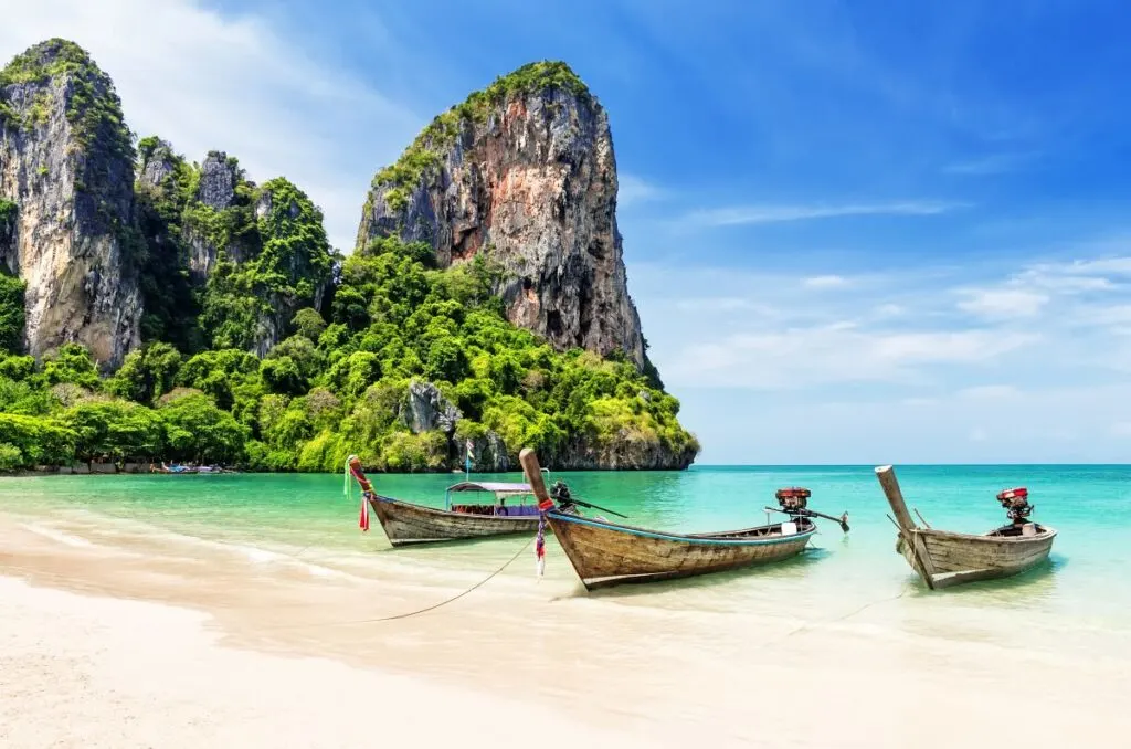 Taking a boat ride to get to Tonsai or Railay is a fun thing to do in Krabi. 