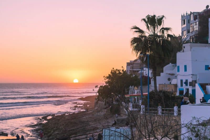 Sunset surfing in Taghazout, Morocco.