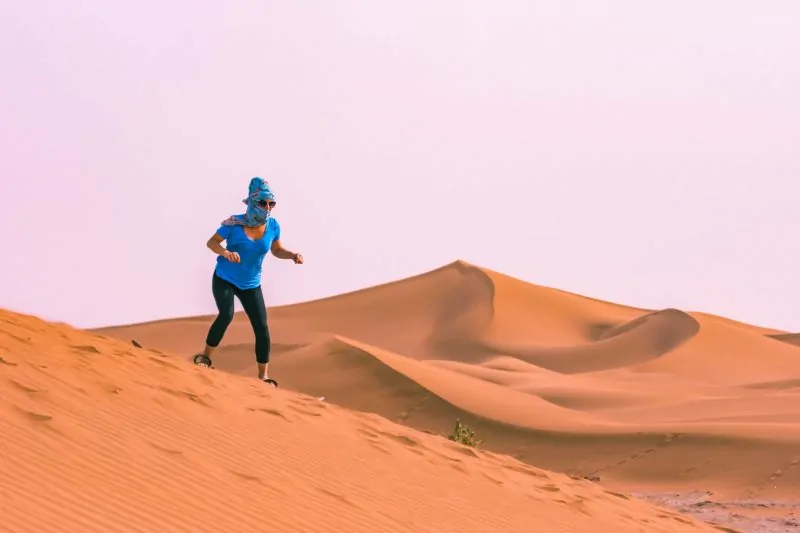 Sandboarding is one of the best things to do in Morocco.