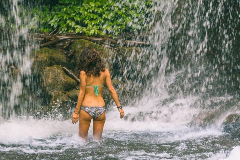 Nina in a waterfall in Pai, Thailand.