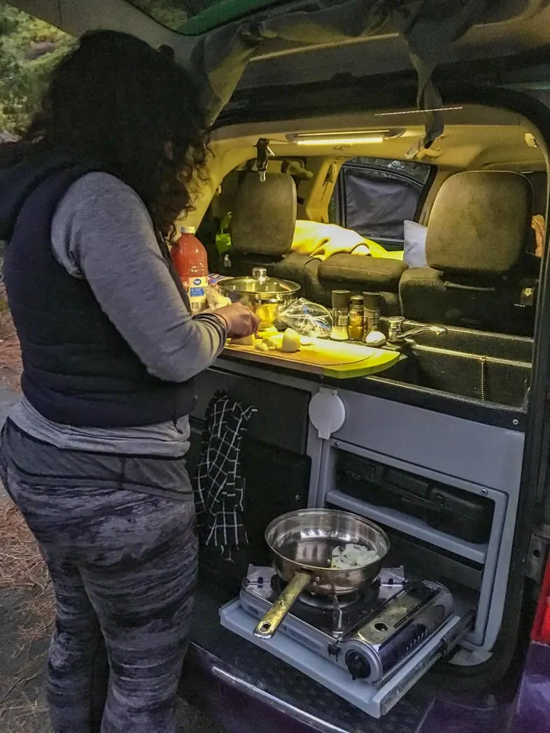 Cooking in our campervan