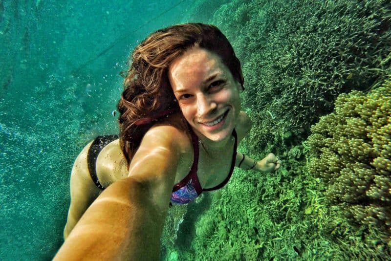 A GoPro and Nina underwater