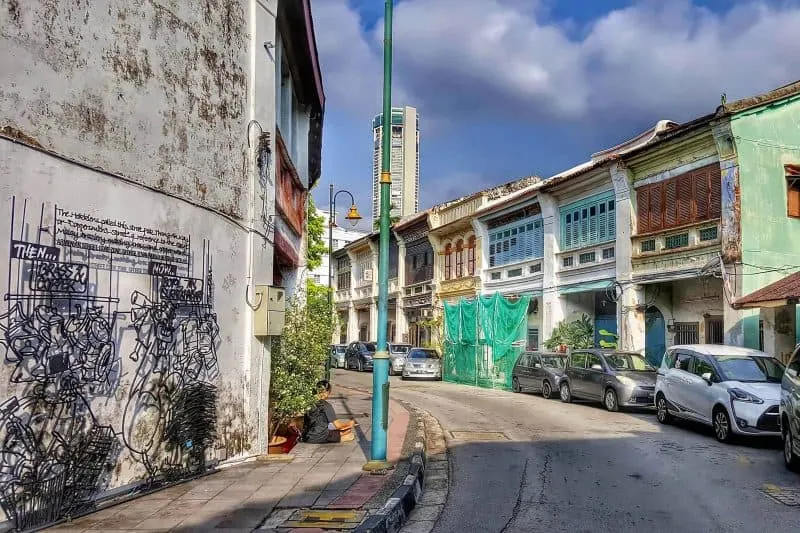 The streets of Penang, Malaysia are fun to walk around. 