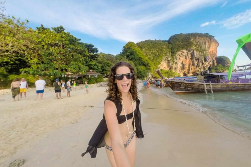Me on a beach in Thailand - because I did a working holiday visa for Americans