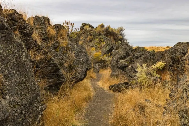 path in Lava Bed National Park Seattle to San Francisco road trip