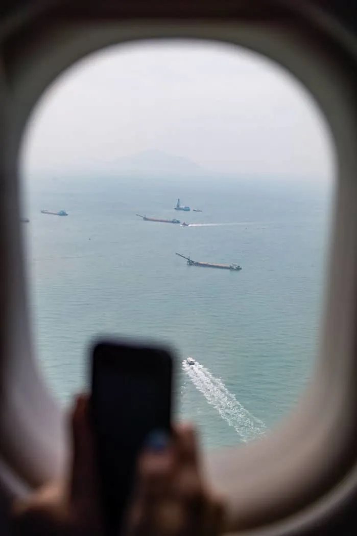 view from the plane of the sea