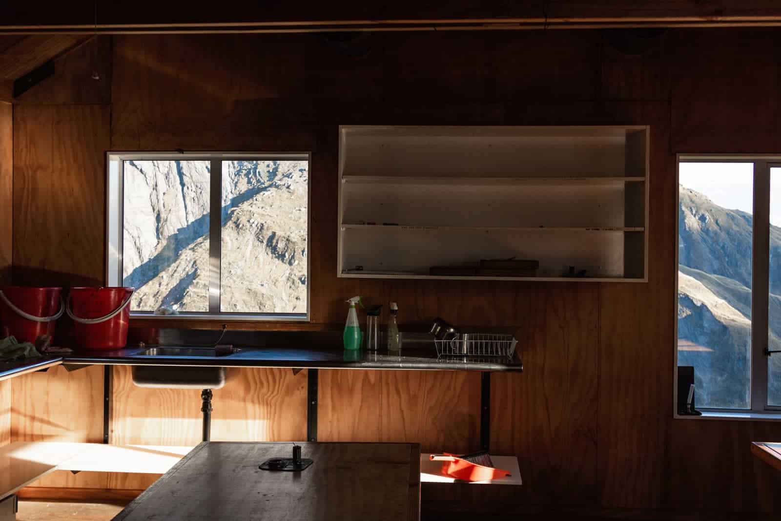 French ridge hut kitchen