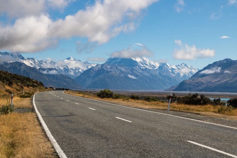 Driving around Mount Cook New Zealand