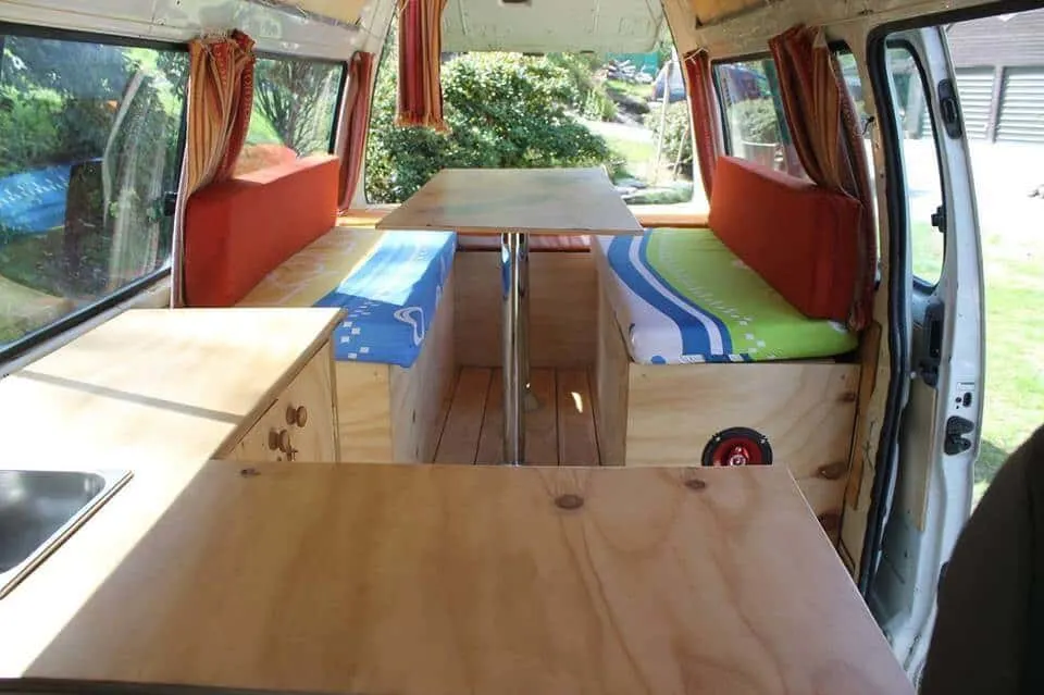 Our campervan in New Zealand before we redid it.