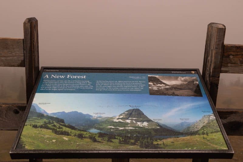 Hidden Lake sign of the best hikes in Glacier National Park