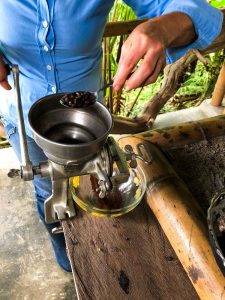 We did a coffee tour during our Medellin tour and saw coffee getting grinded.
