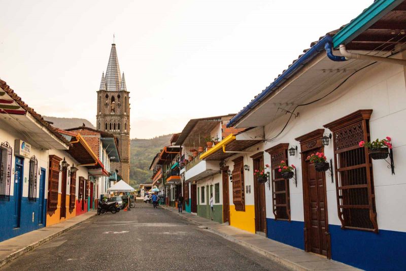 A colorful street in Jardin, Colombia.