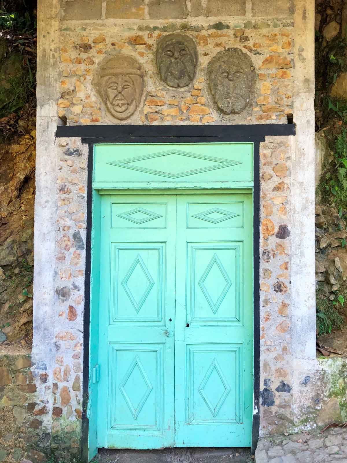 The green door to the bats in Jardin, Colombia.
