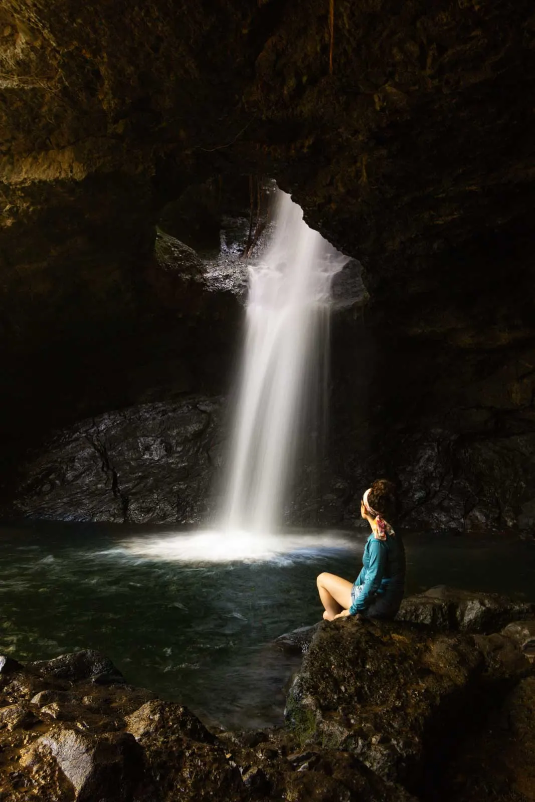A waterfall in La Cueva del Esplendor.
