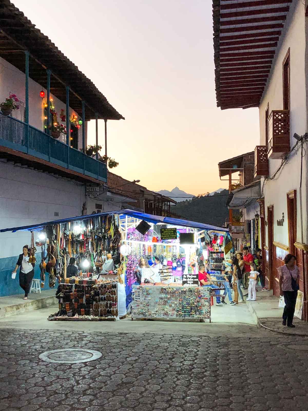 A street market in Jardin, Colombia.