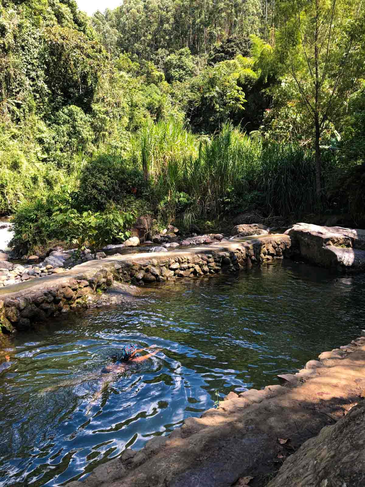 Locals swimming in Jardin, Colombia.