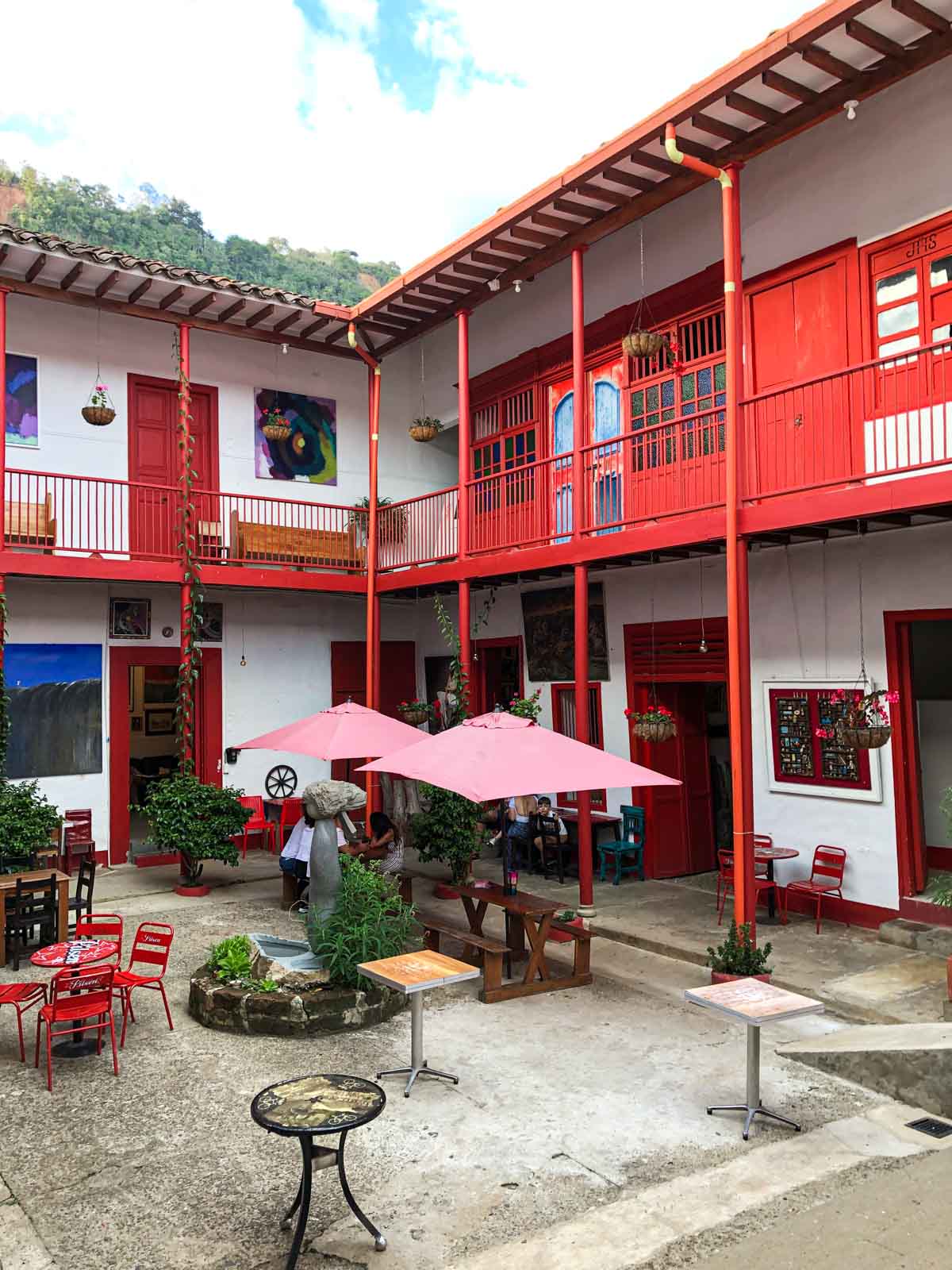 Hanging out on the patio at Bomarzo in Jerico, Colombia.