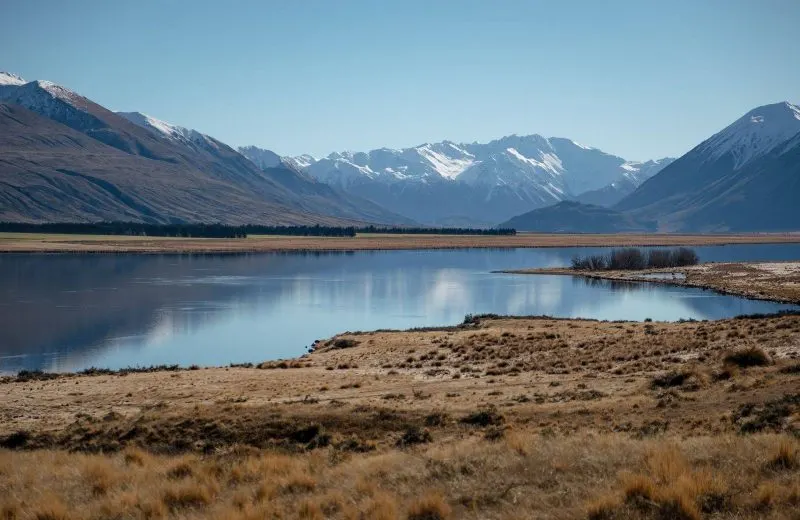 Lake Heron at Ashburton Lakes is one of several beautiful places to visit in South Island.