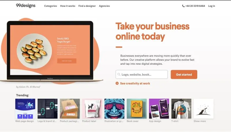 99designs is a helpful work from home website for designers and creatives.