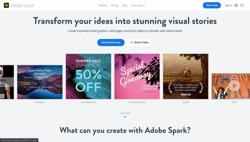Adobe Spark is a free online tool to help you design graphics.