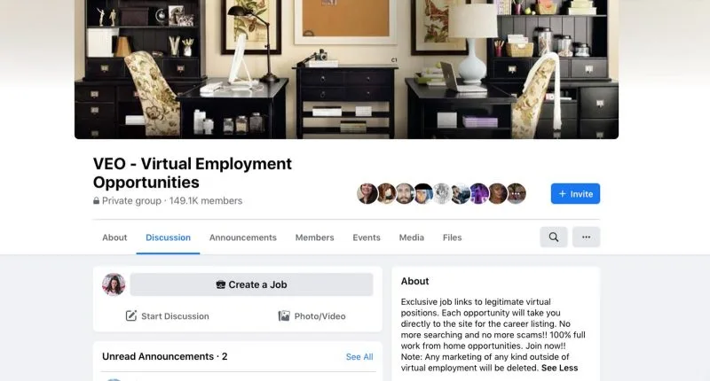 Facebook groups are a great resource for finding jobs in addition to work from home websites.