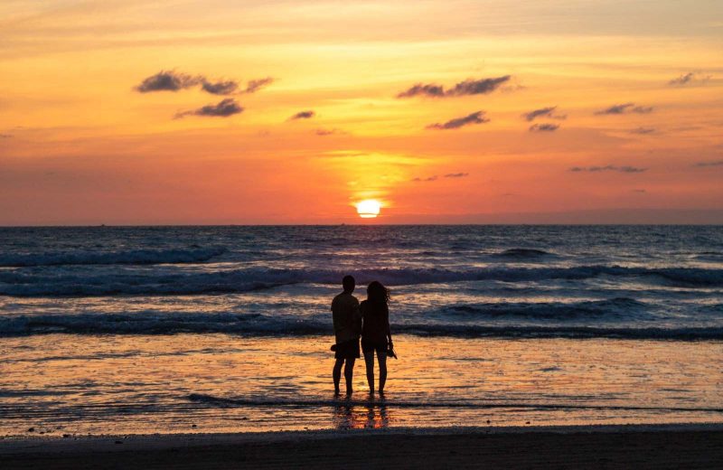 Couple at sunset in Olon near Montanita