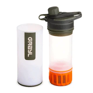 GRAYL travel water filter showing main bottle and filter insert