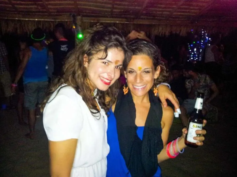 Two women smiling at camera at New Years Eve party in Koh Lanta