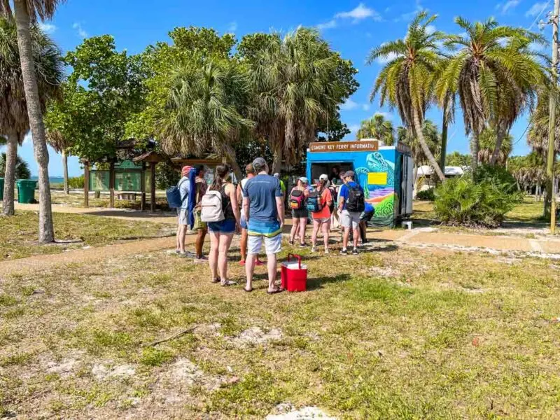People queuing for tickets for the Egmont Key Ferry