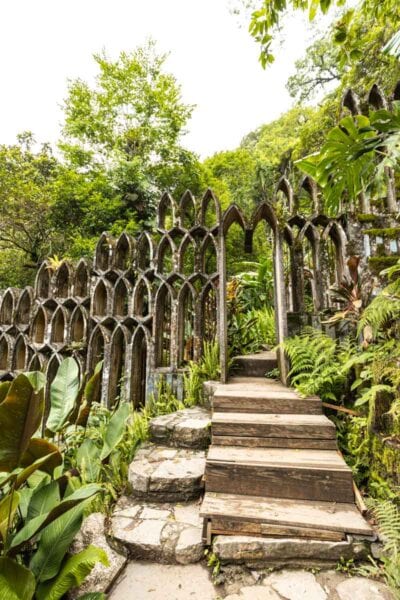 Unusual sculpture surrounded by foliage in Las Pozas Xilitla Jardin, Huasteca Potosina
