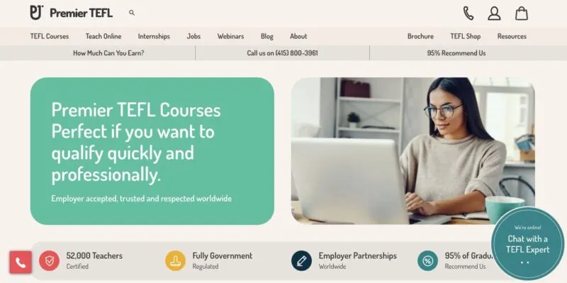 Screenshot of Premier TEFL - one of the best TEFL courses online