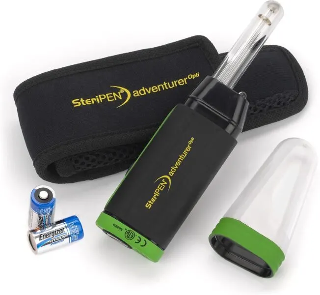 Steripen Adventurer Opti with attachments - one of the best travel water filters