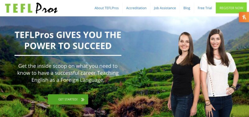 Screenshot of TEFLPros website - one of the best TEFL courses