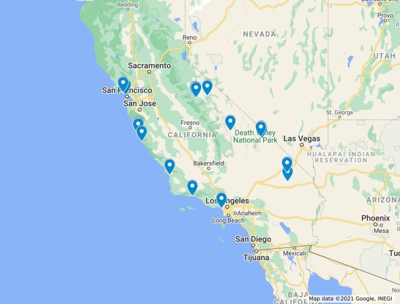 places to road trip california