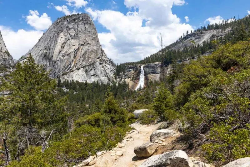 Hiking trail with a view of Clark Point in Yosemite
