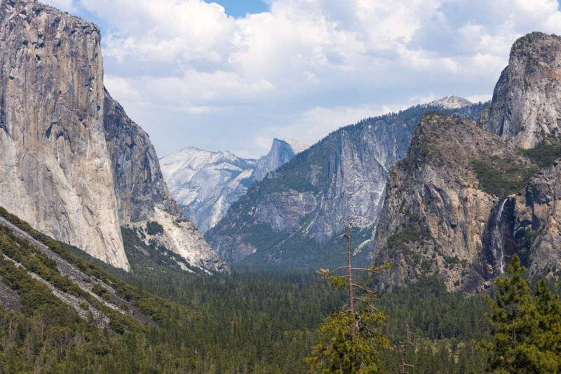 Tunnel View lookout on the Yosemite road trip itinerary