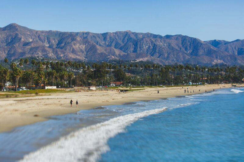 View of Santa Barbara Beach and surrounding mountain range