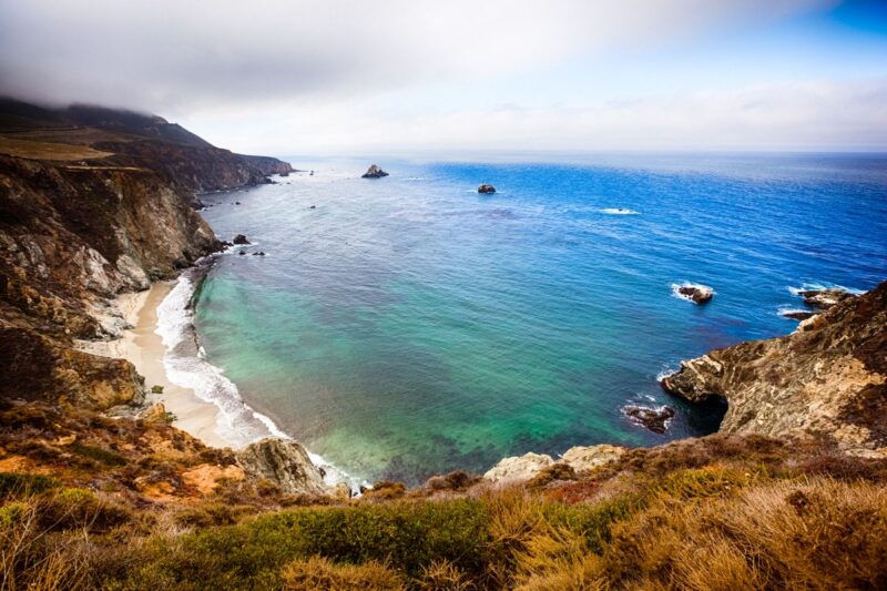 View of Big Sur, California from the clifftops