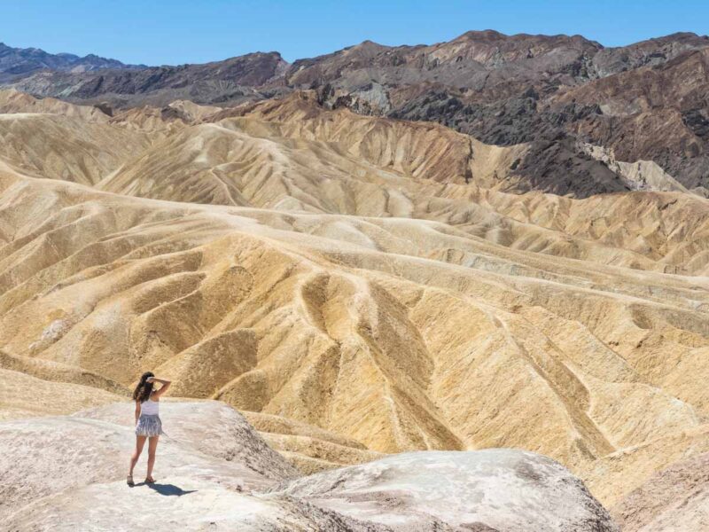 Woman looking over Death Valley from Zabrinski Point