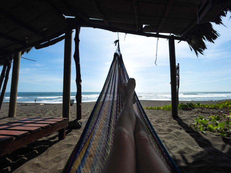 Beach Hammock at the Driftwood Hostel in El Paredon