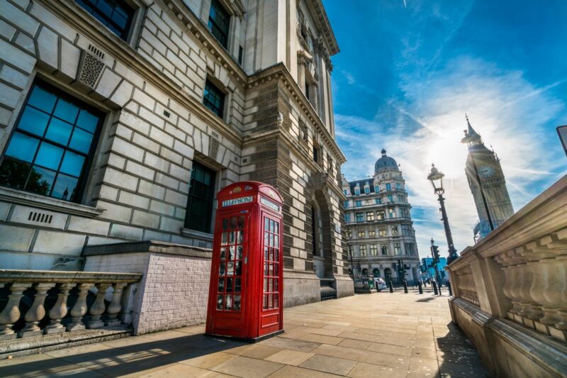 Red phone booth in front of Big Ben working in the UK as a foreigner